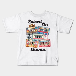 Raised on Shania Retro Country Music Heartbeat Western Cowboy Cowgirl Gift Kids T-Shirt